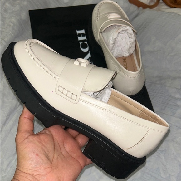 Coach Shoes - Coach Ivory and Black Platform Loafers